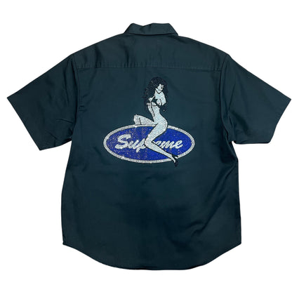 Supreme　Rhinestone Pin Up S/S Work Shirt